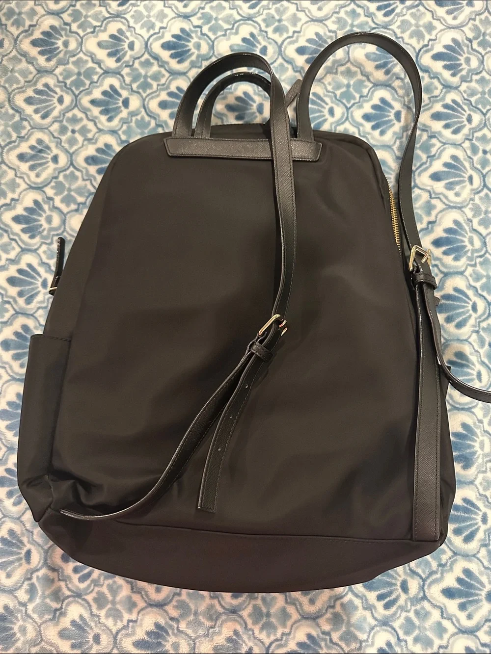 kate spade Black Nylon Backpack with Gold Hardware
